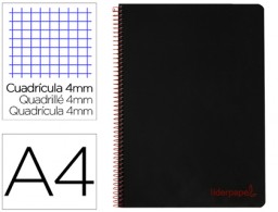 TH62 Cuaderno espiral Liderpapel Wonder A4 tapa plástico 80h 90g c/5mm. color negro