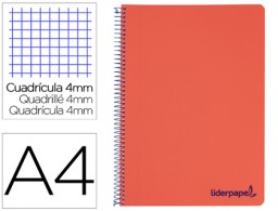TH65 Cuaderno espiral Liderpapel Wonder A4 tapa plástico 80h 90g c/5mm. color rojo
