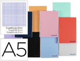 TH49 Cuaderno espiral Liderpapel Wonder A5 tapa plástico 80h 90g pauta 3,5mm. colores surtidos
