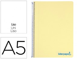 BJ19 Cuaderno espiral Liderpapel Wonder A5 tapa plástico 120h micro 90g c/5mm. color amarillo