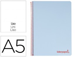 BJ14 Cuaderno espiral Liderpapel Wonder A5 tapa plástico 120h micro 90g c/5mm. color celeste