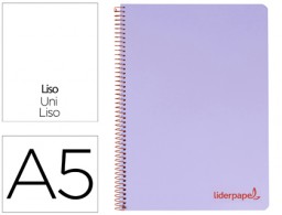 BJ18 Cuaderno espiral Liderpapel Wonder A5 tapa plástico 120h micro 90g c/5mm. color violeta