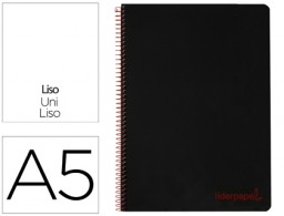 BJ67 Cuaderno espiral Liderpapel Wonder A5 tapa plástico 120h micro 90g c/5mm. color negro