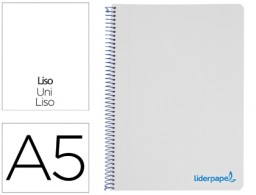 BJ69 Cuaderno espiral Liderpapel Wonder A5 tapa plástico 120h micro 90g c/5mm. color gris