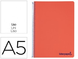 BJ70 Cuaderno espiral Liderpapel Wonder A5 tapa plástico 120h micro 90g c/5mm. color rojo