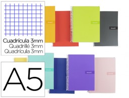 BC32 Cuaderno espiral Liderpapel Crafty A5 tapa extradura 80h 90g c/3mm. colores surtidos