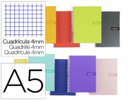 BC79 Cuaderno espiral Liderpapel Crafty A5 tapa extradura 80h 90g c/4mm. colores surtidos