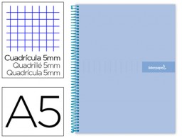 BJ58 Cuaderno espiral Liderpapel Crafty A5 tapa extradura 120h micro 90g c/5mm. color celeste