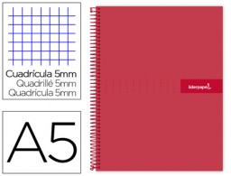 BJ09 Cuaderno espiral Liderpapel Crafty A5 tapa extradura 120h micro 90g c/5mm. color rojo