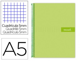 BJ10 Cuaderno espiral Liderpapel Crafty A5 tapa extradura 120h micro 90g c/5mm. color verde
