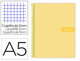 BJ71 Cuaderno espiral Liderpapel Crafty A5 tapa extradura 120h micro 90g c/5mm. color amarillo