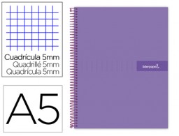 BJ73 Cuaderno espiral Liderpapel Crafty A5 tapa extradura 120h micro 90g c/5mm. color violeta