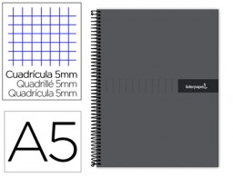 BJ74 Cuaderno espiral Liderpapel Crafty A5 tapa extradura 120h micro 90g c/5mm. color negro