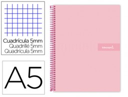 BJ75 Cuaderno espiral Liderpapel Crafty A5 tapa extradura 120h micro 90g c/5mm. color rosa