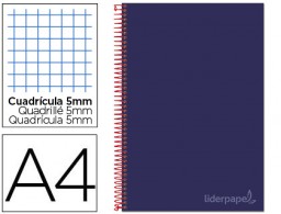 BA27 Cuaderno espiral Liderpapel Jolly A4 tapa extradura 80h 75g micro c/5mm. color celeste