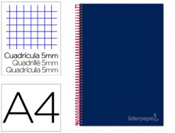 BA28 Cuaderno espiral Liderpapel Jolly A4 tapa extradura 80h 75g micro c/5mm. color azul marino