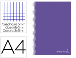 BA51 Cuaderno espiral Liderpapel Jolly A4 tapa extradura 80h 75g micro c/5mm. color lila