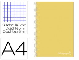 BA95 Cuaderno espiral Liderpapel Jolly A4 tapa extradura 80h 75g micro c/5mm. color amarillo