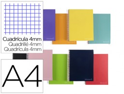 BA59 Cuaderno espiral Liderpapel Jolly A4 tapa extradura 80h 75g micro c/4mm. colores surtidos