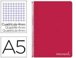 BC24 Cuaderno espiral Liderpapel Witty 4º tapa dura 80h 75g c/4mm. color rojo