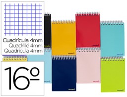 BQ01 Cuaderno espiral Liderpapel Smart 16º apaisado tapa blanda 80h 60g/m² c/4mm. colores surtidos