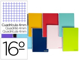 BQ04 Cuaderno espiral Liderpapel Smart 16º tapa blanda 80h 60g/m² c/4mm. colores surtidos