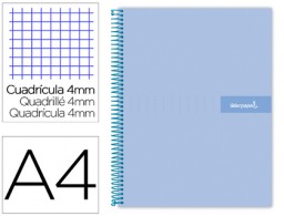 BF70 Cuaderno espiral Liderpapel Crafty A4 tapa extradura 80h 90g c/4mm. color celeste