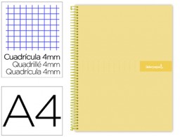 BJ76 Cuaderno espiral Liderpapel Crafty A4 tapa extradura 80h 90g c/4mm. color amarillo