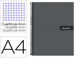 BJ77 Cuaderno espiral Liderpapel Crafty A4 tapa extradura 80h 90g c/4mm. color negro