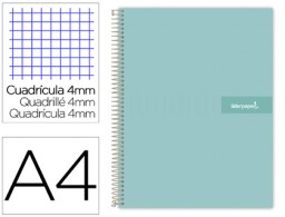BJ78 Cuaderno espiral Liderpapel Crafty A4 tapa extradura 80h 90g c/4mm. color turquesa