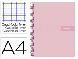 BJ80 Cuaderno espiral Liderpapel Crafty A4 tapa extradura 80h 90g c/4mm. color rosa