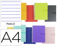 BF51 Cuaderno espiral Liderpapel Crafty A4 tapa extradura 80h 90g pauta 2,5mm. colores surtidos
