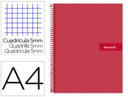BA06 Cuaderno espiral Liderpapel Crafty A4 tapa extradura 120h 90g c/5mm. color rojo