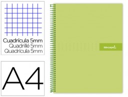 BA07 Cuaderno espiral Liderpapel Crafty A4 tapa extradura 120h 90g c/5mm. color verde