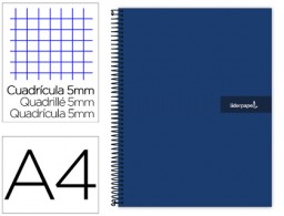 BA05 Cuaderno espiral Liderpapel Crafty A4 tapa extradura 120h 90g c/5mm. color azul marino