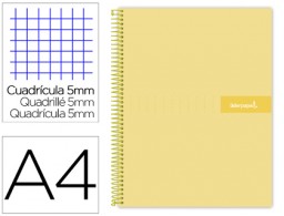 BA89 Cuaderno espiral Liderpapel Crafty A4 tapa extradura 120h 90g c/5mm. color amarillo