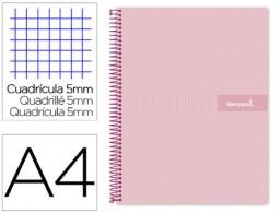 BA93 Cuaderno espiral Liderpapel Crafty A4 tapa extradura 120h 90g c/5mm. color rosa