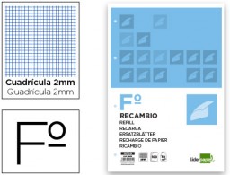 RF09 Recambio Liderpapel Din A-4 100h 60g/m² milimetrado 4 taladros