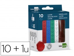 LK01 10 barras lacre Liderpapel con sello de carta colores surtidos.