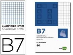 BN07 Bloc notas Liderpapel B7 80h 60g/m² c/4mm.