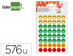 GT01 Gomets Liderpapel caras Smile bolsa de 12 hojas 48 caras por hoja colores surtidos