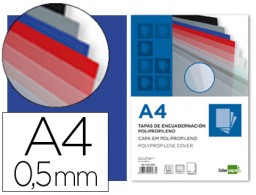 TE26 CJ100 tapas encuadernación Liderpapel PP A4 0,5mm. azul translúcido