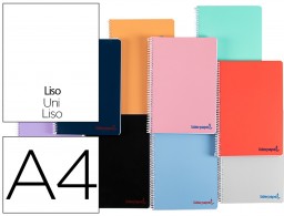 TH66 Cuaderno espiral Liderpapel Wonder A4 tapa plástico 80h 90g liso colores surtidos