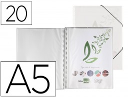 EC59 Carpeta con 20 fundas con espiral Liderpapel A5 polipropileno transparente