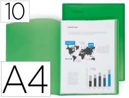 EC60 Carpeta con 10 fundas Liderpapel A4 polipropileno verde translúcido