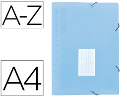 FU39 Carpeta clasificadora 13 departamentos Liderpapel A4 polipropileno celeste