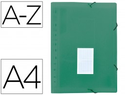 FU40 Carpeta clasificadora 13 departamentos Liderpapel A4 polipropileno verde manzana