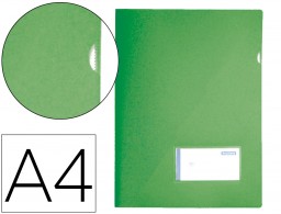 BL29 Carpeta dossier uñero Liderpapel A4 verde manzana solapa y tarjetero 300 g/m²