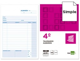 T115 Talonario Liderpapel albarán 4º original 100h