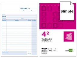 T117 Talonario Liderpapel Facturas 4º natural 100h original sin iVA